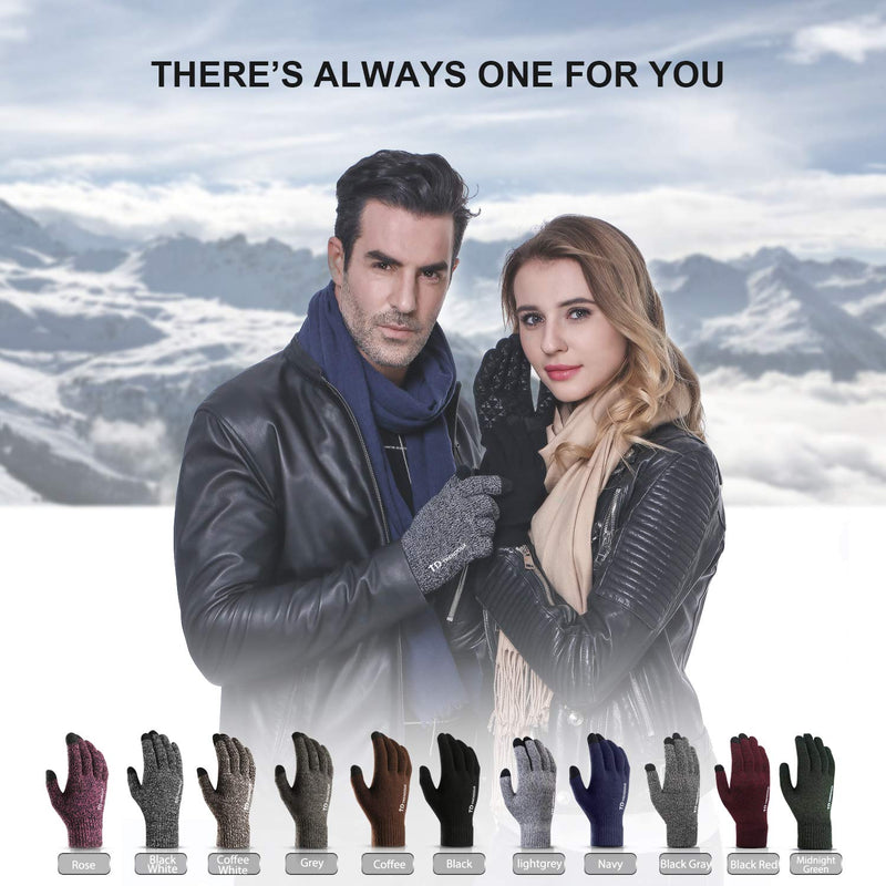TRENDOUX Winter Gloves for Men Women - Upgraded Touch Screen Cold Weather Thermal Warm Knit Glove for Running Driving Hiking Light Gray Medium - BeesActive Australia