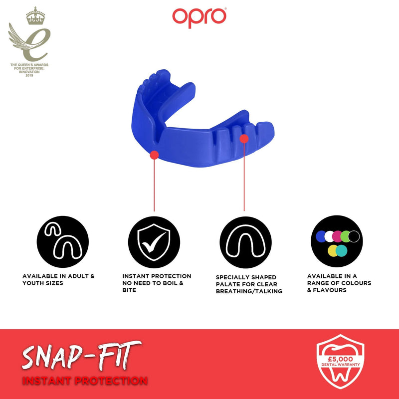 OPRO Snap-Fit Instant Adult and Kids Sports Mouthguard, Youth Mouthpiece for Football, MMA, Lacrosse, Rugby and Other Contact Sports - No Boiling or Fitting Required, Kids, White - BeesActive Australia
