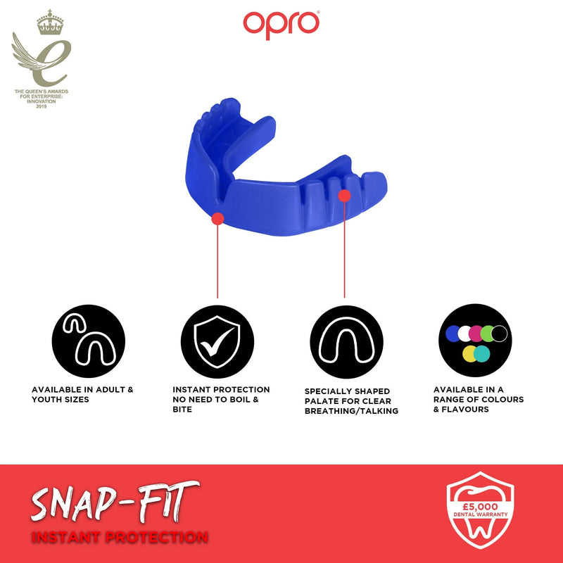 OPRO Snap-Fit Instant Adult and Kids Sports Mouthguard, Adult Mouthpiece for Football, MMA, Lacrosse, Rugby and Other Contact Sports - No Boiling or Fitting Required, Mint Flavored, Adult - BeesActive Australia