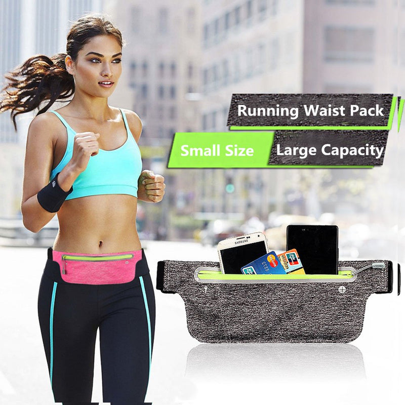 [AUSTRALIA] - Running Waist Pack,Lightweight Fitness Workout Belt Sport Waist Bag Water Resistant Reflective Runner Belt Sports Freerunning Phone Holder Adjustable Waistband for Man Women Outdoors Running Climbing Black 