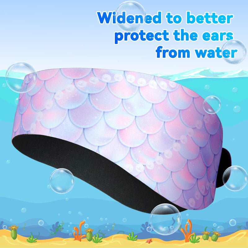 6 Pieces Waterproof Swimming Headband Kids Adults Wider Swimming Ear Band Swim Bands for Ears Toddler Swim Earplugs Mermaid - BeesActive Australia