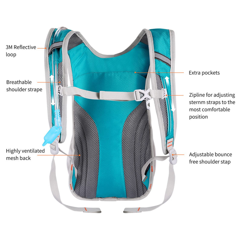 Hydration Pack,Hydration Backpack with 2L Hydration Bladder Lightweight Insulation Water Pack for Running Hiking Riding Camping Cycling Climbing Fits Men & Women Green - BeesActive Australia