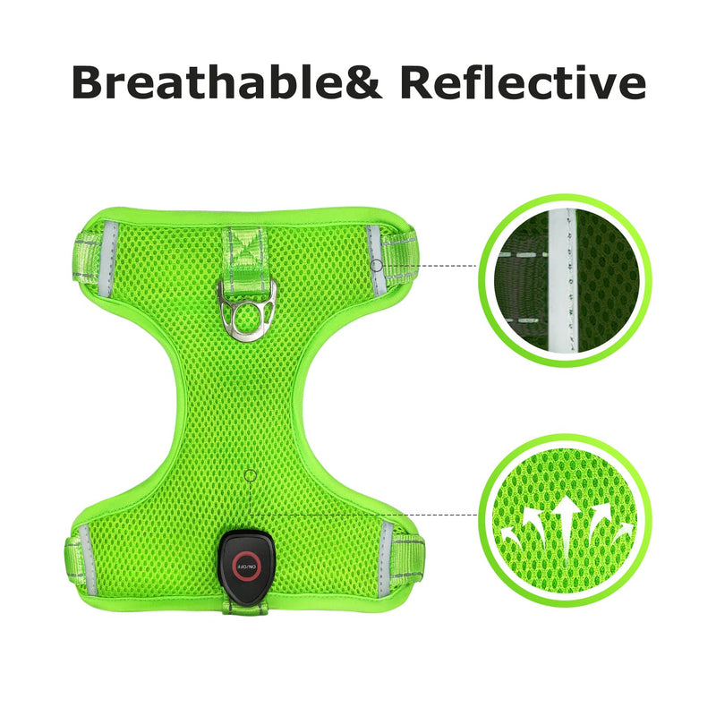 Tripolaco Light Up Dog Harness, High Visibility Led Dog Harness for Night Safety, USB Rechargeable Flashing Dog Harness for Night Walking, Glowing Dog Vest Harness for Small Medium Large Dogs Style-1 L - BeesActive Australia