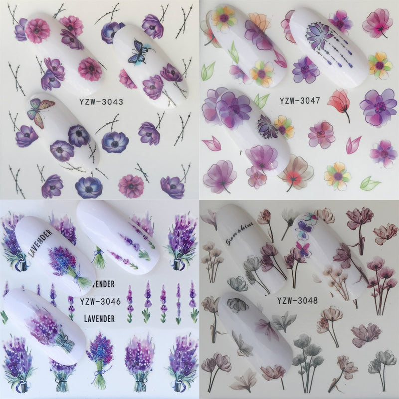 WOKOTO 48Pcs Nail Water Decals Feather Flower Lace Butterfly Cartoon Water Transfer Stickers For Nails Art Design With Nail Tweezers kit 2 - BeesActive Australia