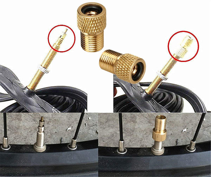 EPSVCSEWN Anodized Aluminum Alloy Bicycle Dust Covers Presta Tire Valve Caps and Copper Presta to Schrader Bike Car Valve Adaptor Tube Pump Air Compressor Tools - BeesActive Australia