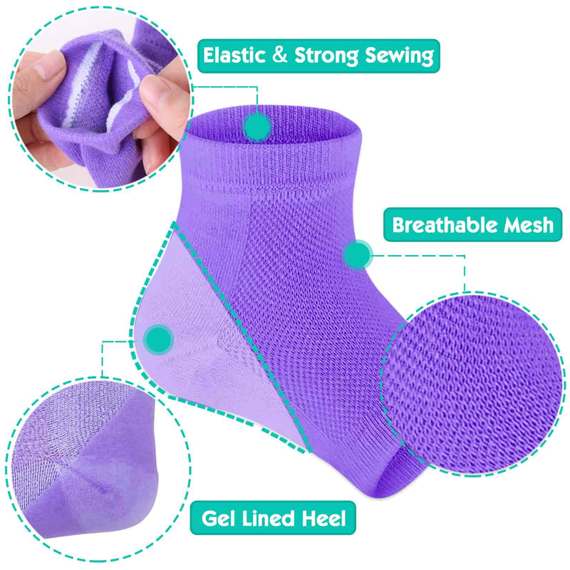 Selizo 6 Pairs Heel Moisturizing Socks Open Toe Socks Cracked Gel Heel Socks Foot Toeless Heel Repair Socks for Women Dry Hard Cracked Feet, 6 Colors - BeesActive Australia