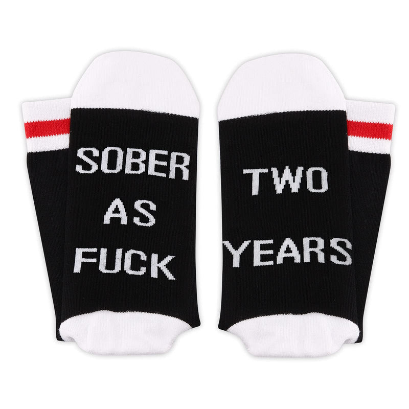 TSOTMO 2 Pairs Sobriety Anniversary Socks Sobriety Gift AA NA Recovery Socks Sober As Fuck Encouragement Gift 2 Year Fuck - BeesActive Australia
