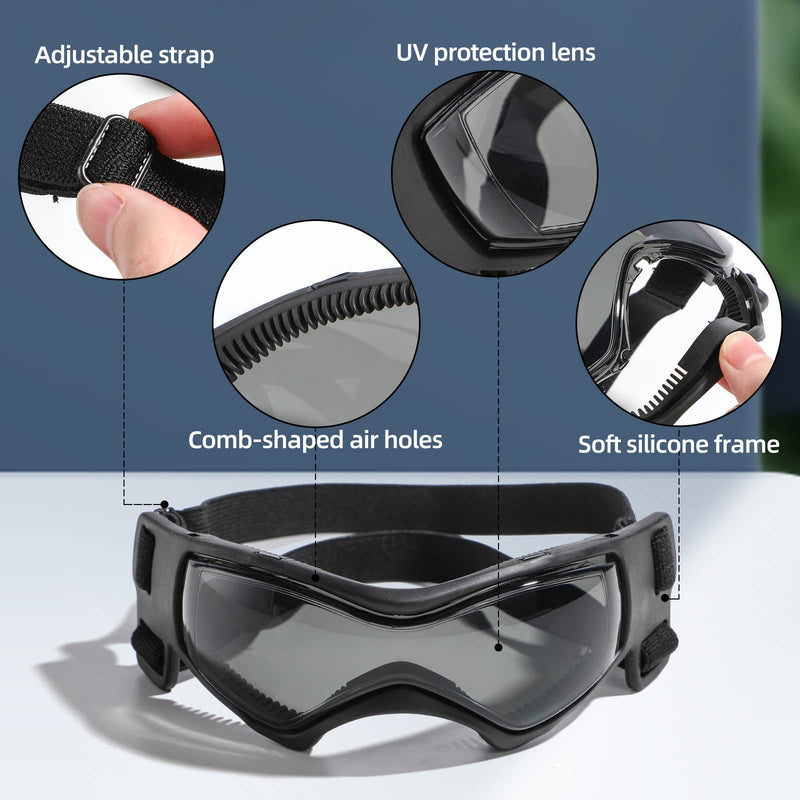 NVTED Dog Sunglasses Dog Goggles, Comfortable Soft Easy Wear Adjustable UV Protection Puppy Sunglasses for Small to Medium Dog Black - BeesActive Australia