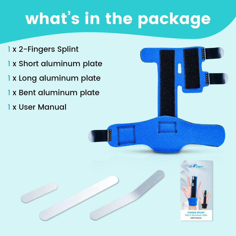 Fingers Splint,Adjustable Finger & Metacarpal Brace, 2 Aluminum Plate Support,Trigger Finger Splint, Finger Correction Immobilizer, Finger Fracture, Arthritis, Mallet Finger, Sprain (2-Fingers) 2-Fingers - BeesActive Australia