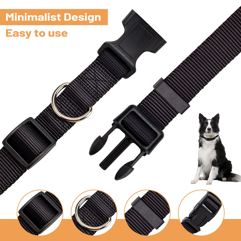 PuppyDoggy Adjustable Dog Collar Black Nylon Dog Collar Martingale Collar for Dogs with Quick Release Buckle Classic Pet Collar for Small Medium Large Dogs Large 1 Pack - BeesActive Australia