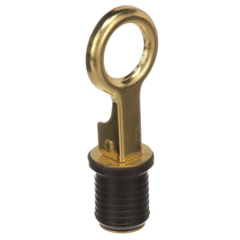 Attwood 7524A7 Snap-Handle Drain Plug, For 1-Inch-Diameter Drains, Locks in Place, Brass Handle, Rubber Plug - BeesActive Australia
