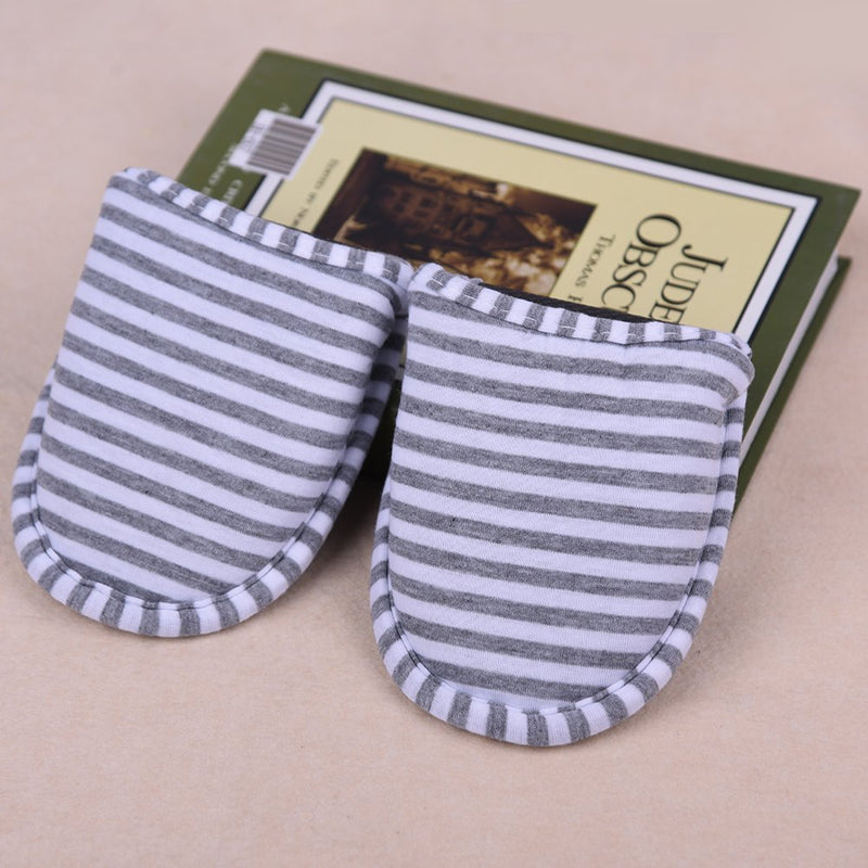 VGEBY Travel Portable Foldable Reusable Indoor Soft Cotton Anti-Slip Slippers for Home Hotel House Slippers Grey Stripes Woman - BeesActive Australia