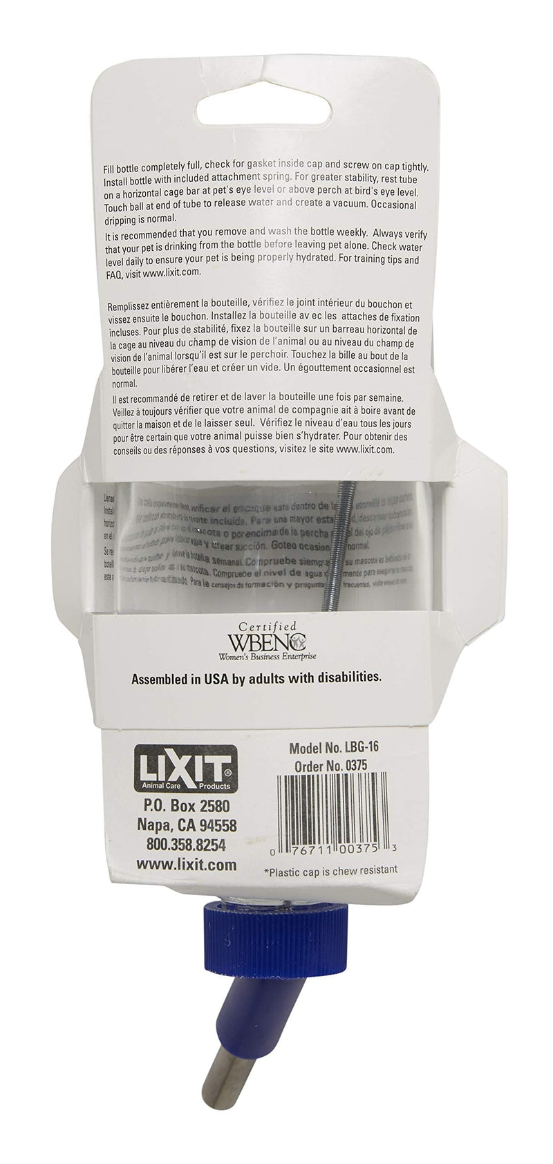 Lixit Glass Bottles for Dwarf Rabbits, Gerbils, Hamsters, Ferrets, Guinea Pigs, Chinchillas, Rats. Hamsters and Other Small Animals. 16 oz - BeesActive Australia