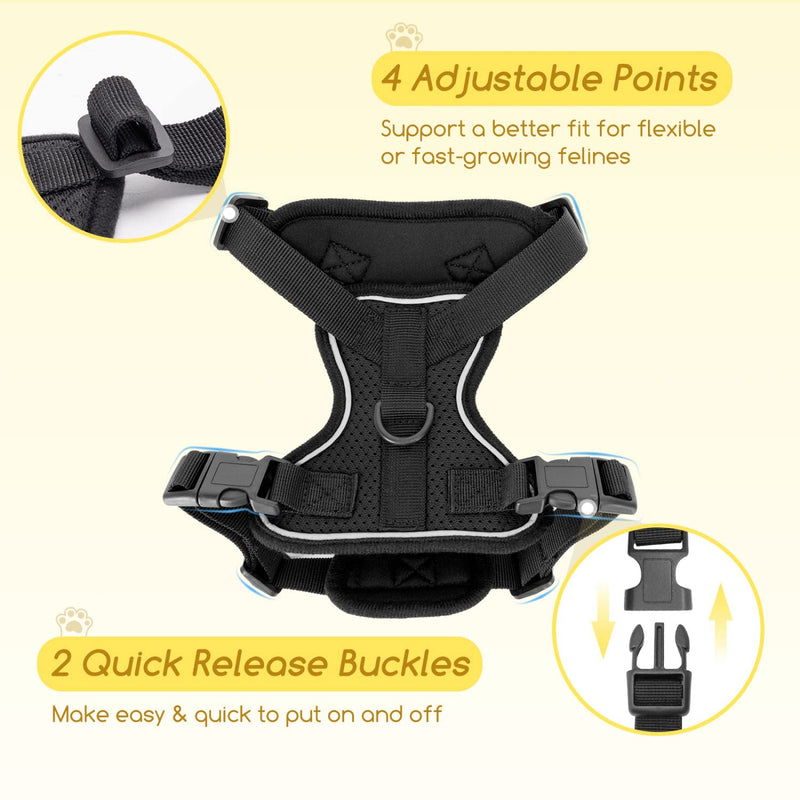 Cat Harness and Leash, Nobleza Reflective Adjustable Vest Harness with Soft Breathable Air Mesh, No Pull Walking Escape Proof Harness and Leash Set for Growing Kittens, Cats, Puppies Medium - BeesActive Australia