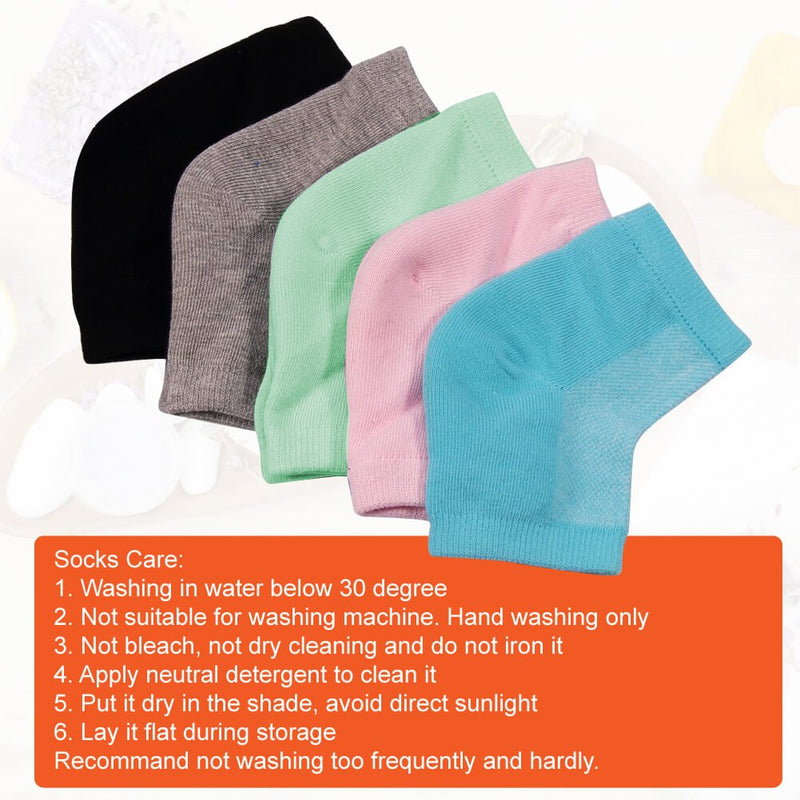 Selizo 5 Pairs Moisturizing Gel Heel Socks Open Toe Socks for Dry Hard Cracked Heels, 5 Colors - BeesActive Australia
