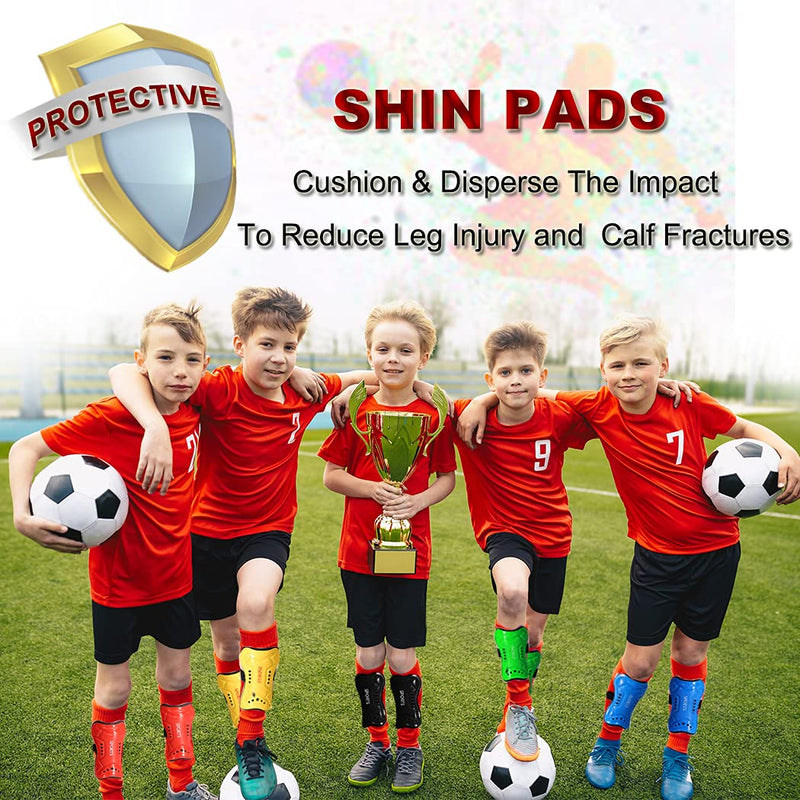 Youth Soccer Shin Guards for Kids Shin Pads Child Calf Protective Gear Protective Soccer Equipment for Boys Girls Toddler Teenagers Children 3-15 Years Old L 4'8-5'4 Blue - BeesActive Australia