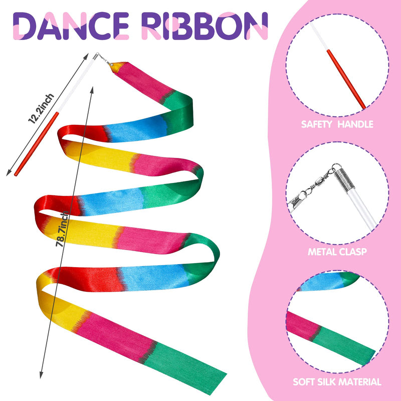 6 Pcs Twirling Batons Center Balanced Batons for Twirling 22 Inch Steel Kid Baton with Colorful Dance Ribbons Rhythmic Gymnastics Ribbon for Kids Girls Marching Band, Gymnastics, Dance Performance - BeesActive Australia