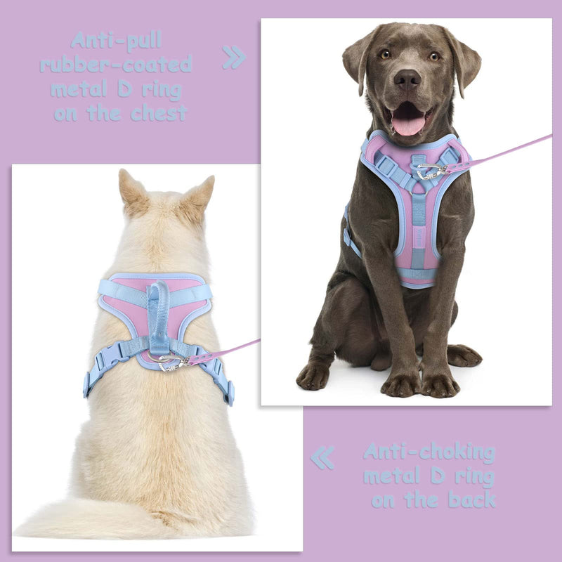Wolfone No Pull Dog Harness for Large Medium Small Dogs Adjustable Breathable Padded Pet Vest with Control Handle Colorful Easy Walk Harness for Daily Activities {XL} Neck：22”-33”, Chest：28”-39” Sweet Lilac - BeesActive Australia