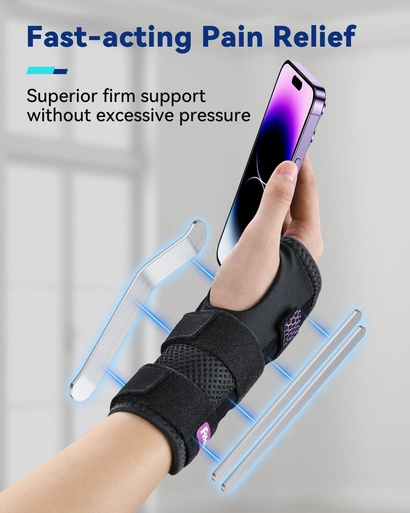 Fitomo Wrist Support with 3 Metal Splints and Soft Thumb Opening, Wrist Splint for Carpal Tunnel Arthritis Tendonitis Sprains, Hand Splint for Night Support Sleeping, 1 Unit, Right Hand S/M Right-Purple - BeesActive Australia
