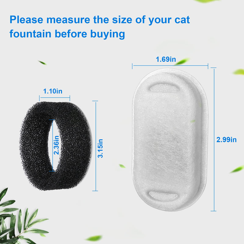 Cat Water Fountain Filters, Cat Fountain Filter Replacement for 67oz/2L Pet Water Fountain Stainless Steel, Dog Water Fountain 8 Replacement Filter&8 Sponge Filter - BeesActive Australia