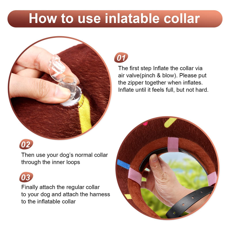 Leo IRis Inflatable Cone Collar for Large Medium Small for Dogs Cats Soft Dog Cone Adjustable E Collar Dog Neck Donut Dog Cone Alternative After Surgery to Prevent from Biting Licking Scratching Brown Donut L - BeesActive Australia