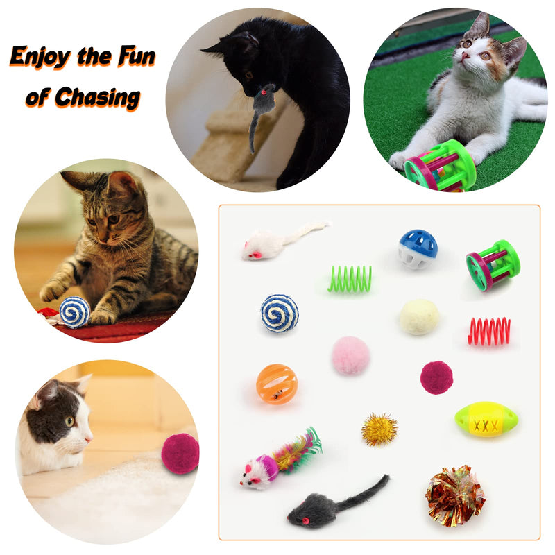 Cat Toys Kitten Toys Assortments, 32 Packs Cat Toys Variety Pack for Kitty, Cat Balls with Bells,Cat Feather Toy, Cat Mouse Toy, Cat Crinkle Balls, Catnip Toys for Indoor Cats Kittens - BeesActive Australia