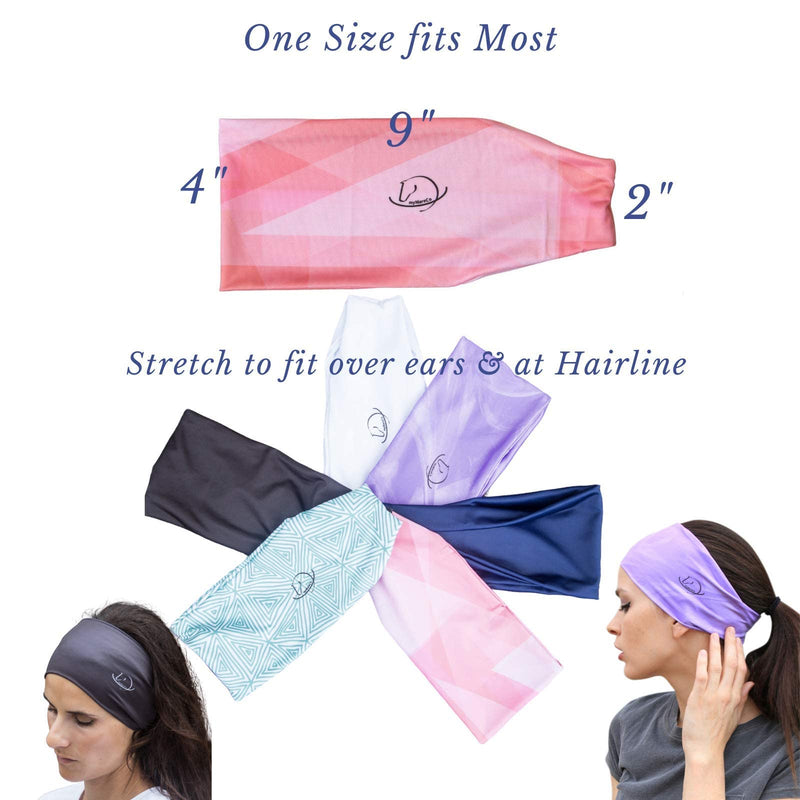 Equestrian Headbands for Women, Under Riding Helmet Bands, Sportswear Wide Hair Wrap Suitable for Use with Bike Helmets, Yoga & Hiking 2 Pack Black - BeesActive Australia
