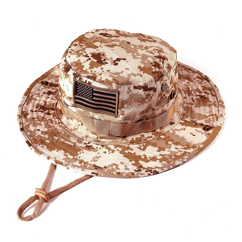 [AUSTRALIA] - Military Tactical Head Wear/Boonie Hat Cap with USA Patch for Wargame,Sports,Fishing &Outdoor Activties Desert Camouflage 