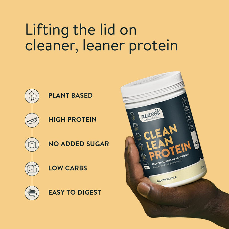 Nuzest - Pea Protein Powder - Clean Lean Protein - Smooth Vanilla - Vegan Protein Shake - Plant-Based Low Calorie & Low Carb - Lactose Free - Gluten Free - Dairy Free - 250g (10 Serving) - BeesActive Australia