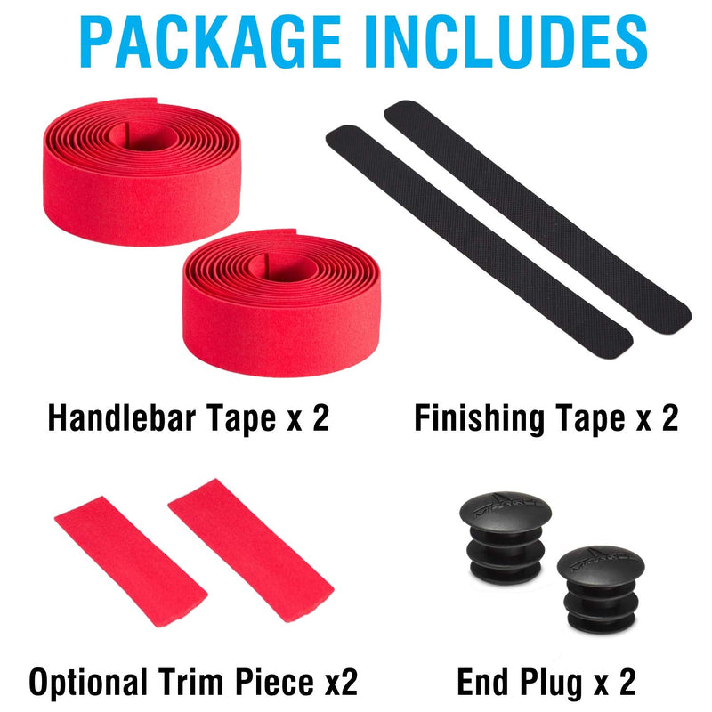 MARQUE Suede Bike Handlebar Tape - Road Cycling Bicycle Handle Bar Wrap for Drop Bars with End Plugs - 2PCS per Set Red - BeesActive Australia
