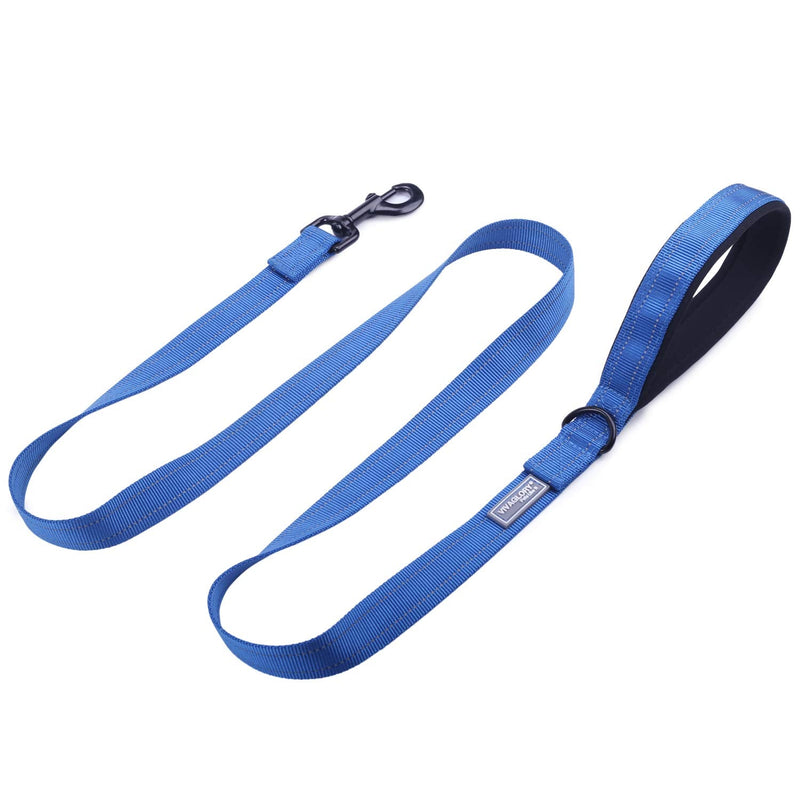 VIVAGLORY Dog Leash with Padded Handle, Heavy Duty Reflective Nylon Training Leash Walking Lead for Small to Large Dogs 6 ft. x 1 in. (25~120 lbs.) Blue - BeesActive Australia