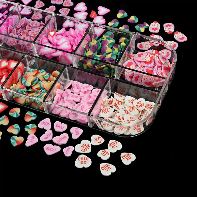 500 Pieces Valentine's Day Heart Nail Romantic Stickers Decor Supplies 3D Valentine Nail Art Stickers Heart Type Decols Design for Women Charms Nail Decorations Accessories - BeesActive Australia