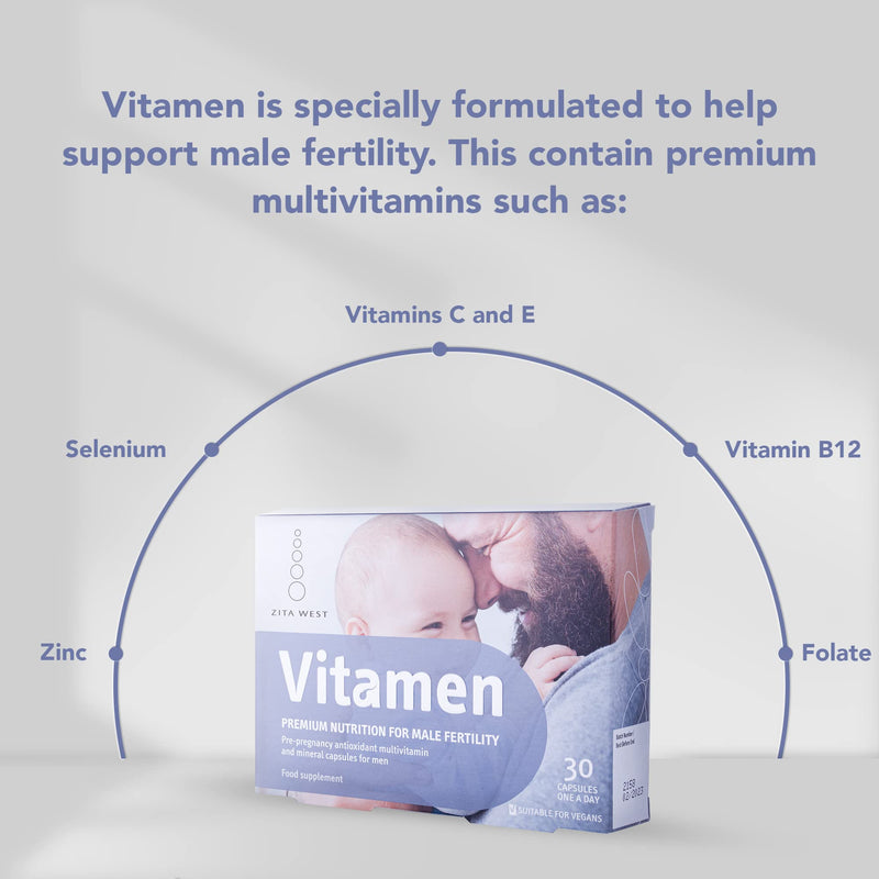 Zita West Vitamen - Ultimate Male Fertility Supplement - 30 Capsules (1 Months Supply) 30 Count (Pack of 1) - BeesActive Australia
