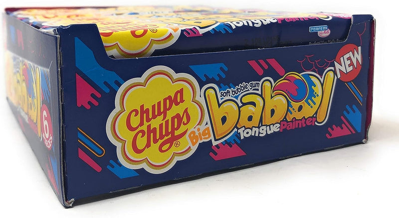 Chupa Chups Big Babol Bubble Gum - Blue Raspberry Tongue Painter (6 Gums Per Pack, 20 Packs) - BeesActive Australia