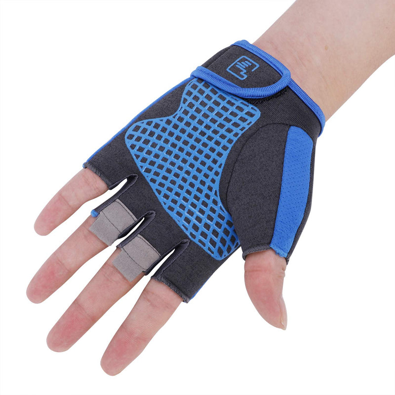 Men Women Breathable Non-Slip Cycling Gloves Elastic Adjustable Gym Fitness Weight Lifting Half Finger Gloves Sports Fingerless Gloves For Riding Mountain Biking Motorcycle Camping Hiking Climbing Blue Medium - BeesActive Australia