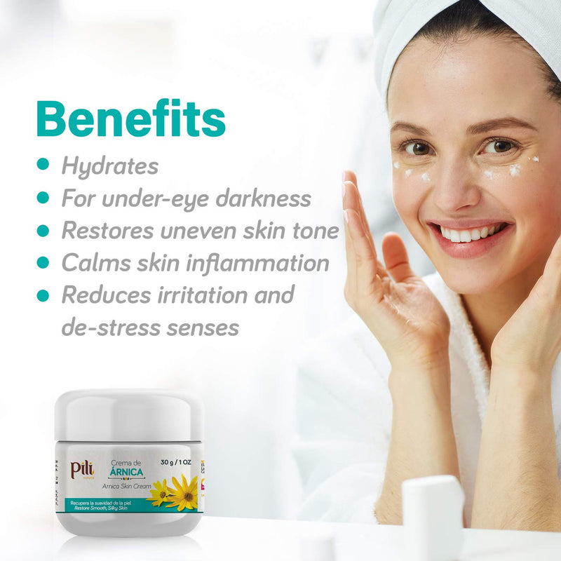 Pili Natural Arnica Cream - Restore Smooth Silky Skin - Crema de Arnica - Pack of 3 (Pack 3 x 1 oz each) - BeesActive Australia