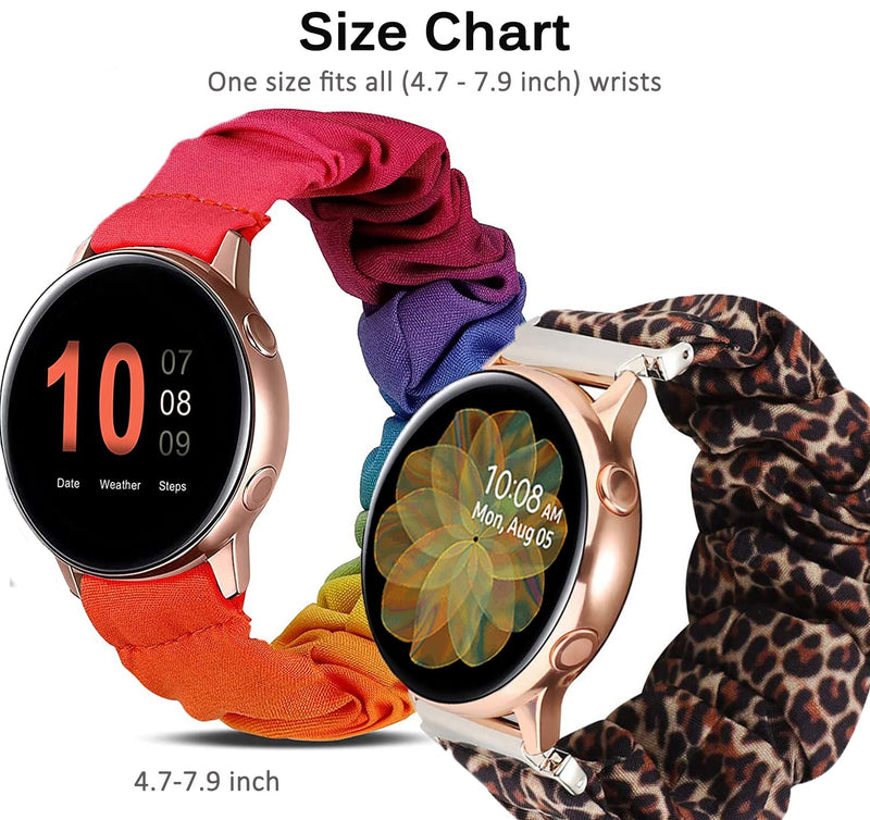 Miimall Compatible Samsung Galaxy Active 2 / Watch 4 Scrunchie Band, Pattern Printed Scrunchy Elastic Strap Bands for Galaxy Active 2/ Galaxy Watch 4 40mm 44mm 42mm 46mm (Leopard) Leopard - BeesActive Australia