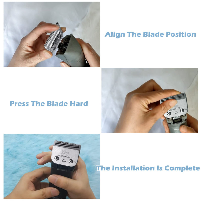 Detachable Pet Clipper Blades Compatible with Most Oster A5&Wahl KM Series Clippers, Dog Clippers for Grooming, Andis Clippers #30:1/50"(0.5mm) - BeesActive Australia
