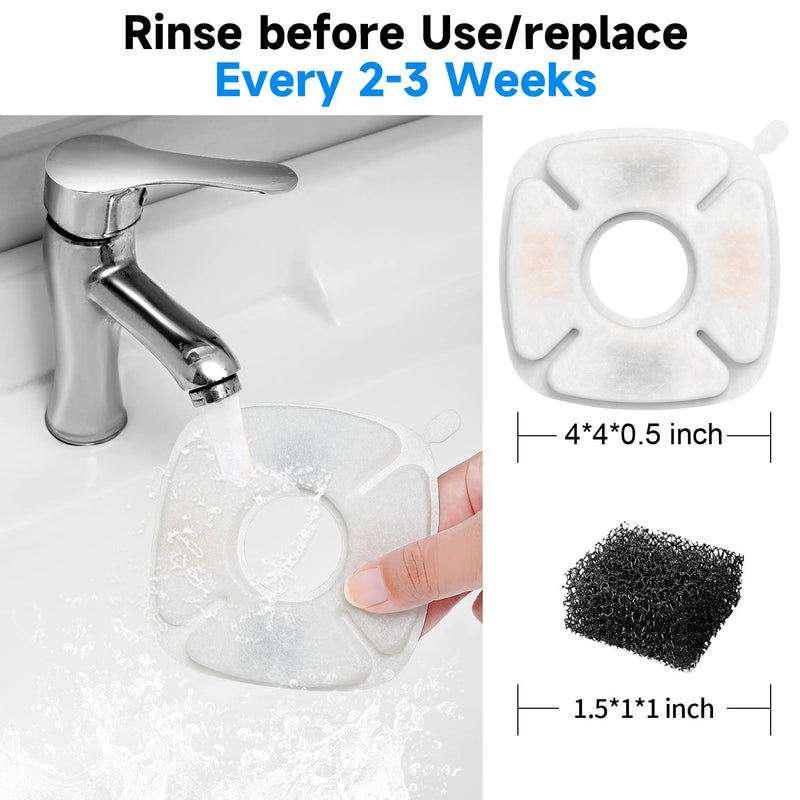 10-Pack Cat Water Foutain Filters & Pre-Filter Sponges Replacement for Veken 95oz/2.8L Automatic Pet Fountain Cat Water Fountain Dog Water Dispenser - BeesActive Australia