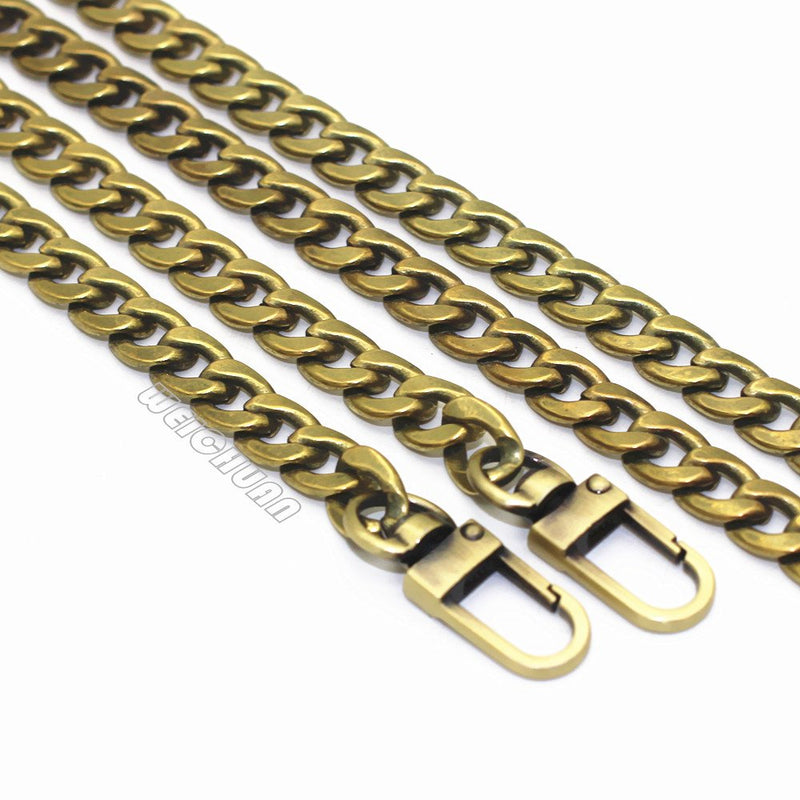 WEICHUAN 47" DIY Iron Flat Chain Strap Handbag Chains Accessories Purse Straps Shoulder Cross Body Replacement Straps, with Metal Buckles (Bronze) Bronze - BeesActive Australia