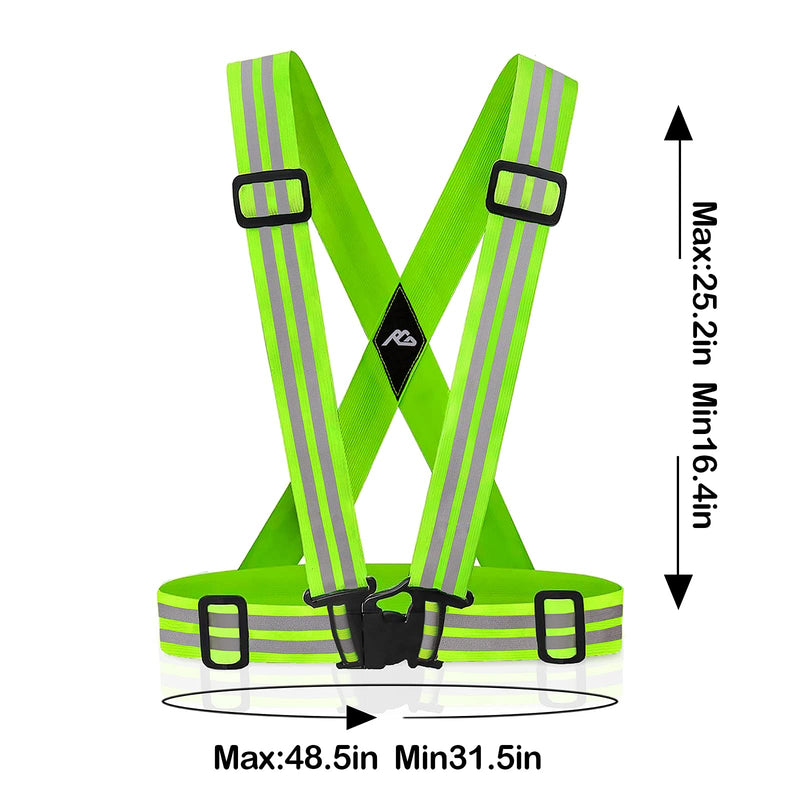 Oliumt Reflective Vest Running Gear 2 Pack,Reflective Running Vests Belt, Safety Running Vest for Night Running,Cycling Green Orange - BeesActive Australia