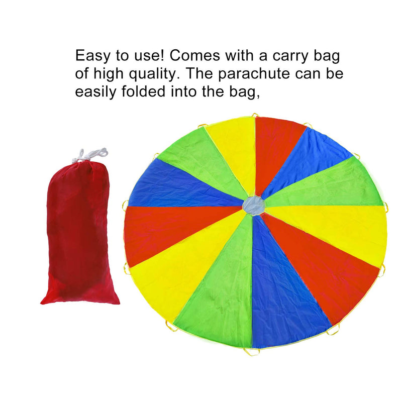 Rettebovon Parachute for Kids with 12 Handles Multi-Purpose Waterproof 12ft Play Parachute Toy Games for Team Games,You Can Also Use it for Picnic Mat and Furniture Cover - BeesActive Australia