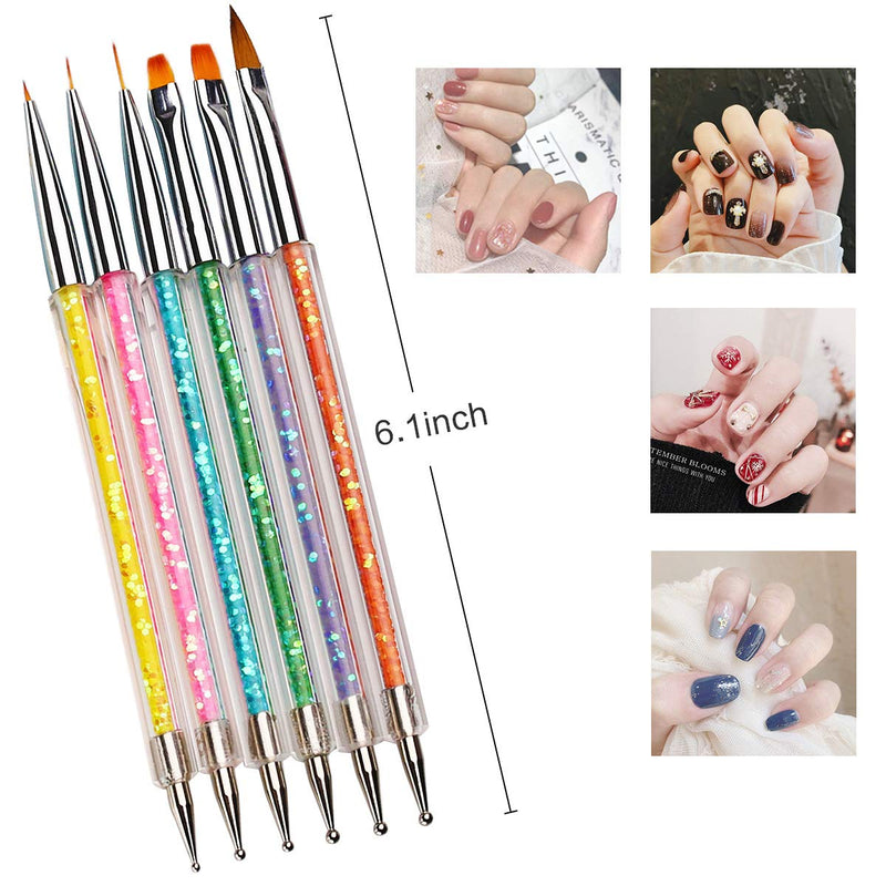 iminoo 6PCS Nail Art Brushes,Double Ended Nail Liner Brush Dotting Pen Nail Art Point Drill Drawing Tools,Double Ended Nail Art Brushe for DIY Nail Art Designs (Style A) Style A - BeesActive Australia