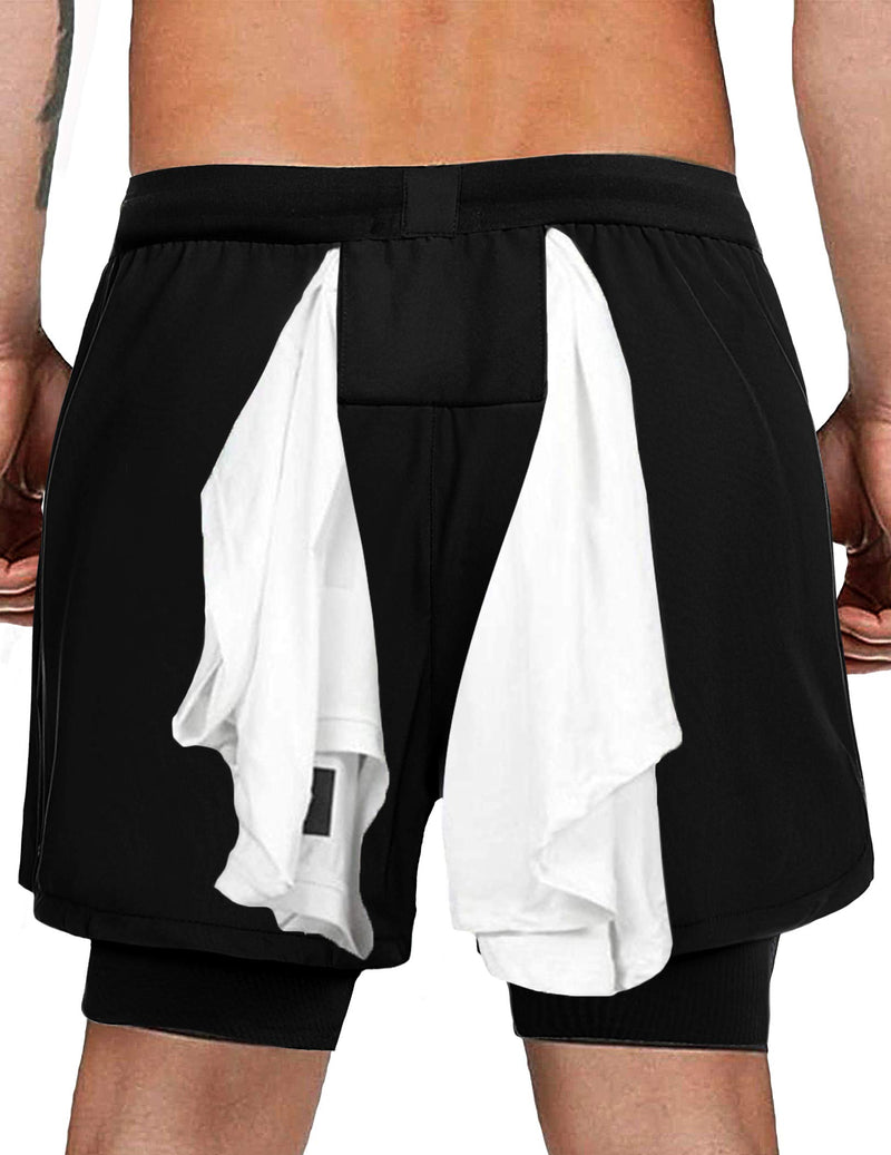 COOFANDY Men's 2 in 1 Running Shorts Quick Dry Training Gym Shorts with Pockets and Towel Loop Black X-Small - BeesActive Australia