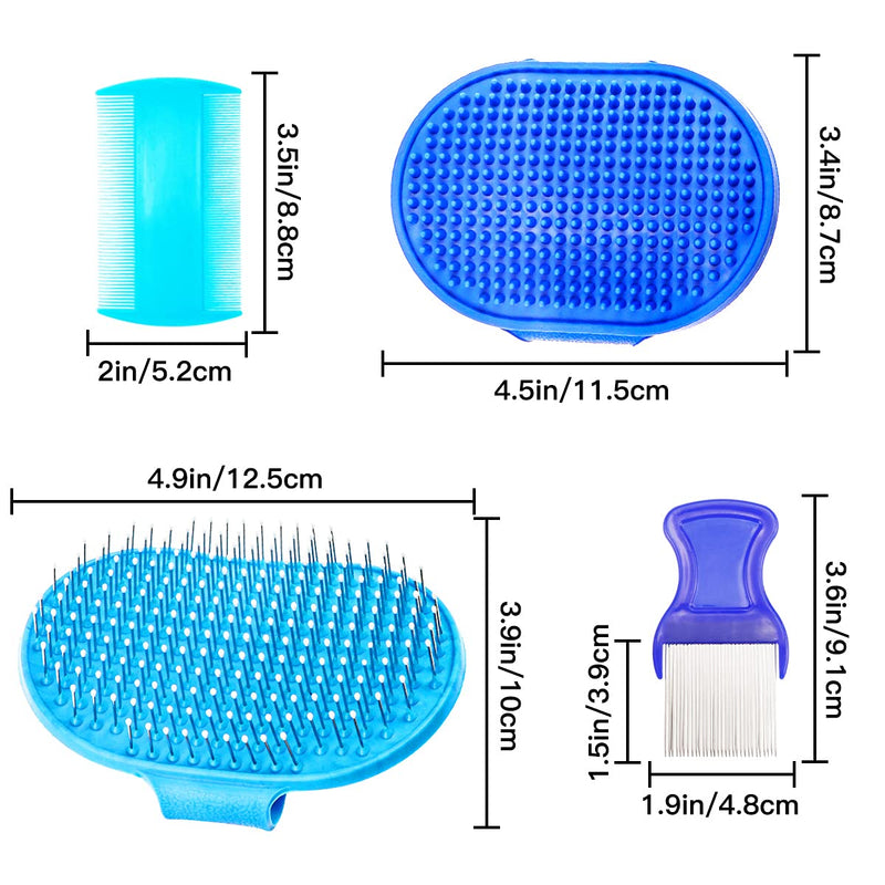 YOLUFER 4 Pieces Rabbit Grooming Kit Including Rabbit Hair Remover, Rabbit Grooming Brush, Pet Bath Brush with Adjustable Ring Handle, Steel Comb and Double-Sided Pet Comb ,Suitable for Bunny & Guinea Pig - BeesActive Australia