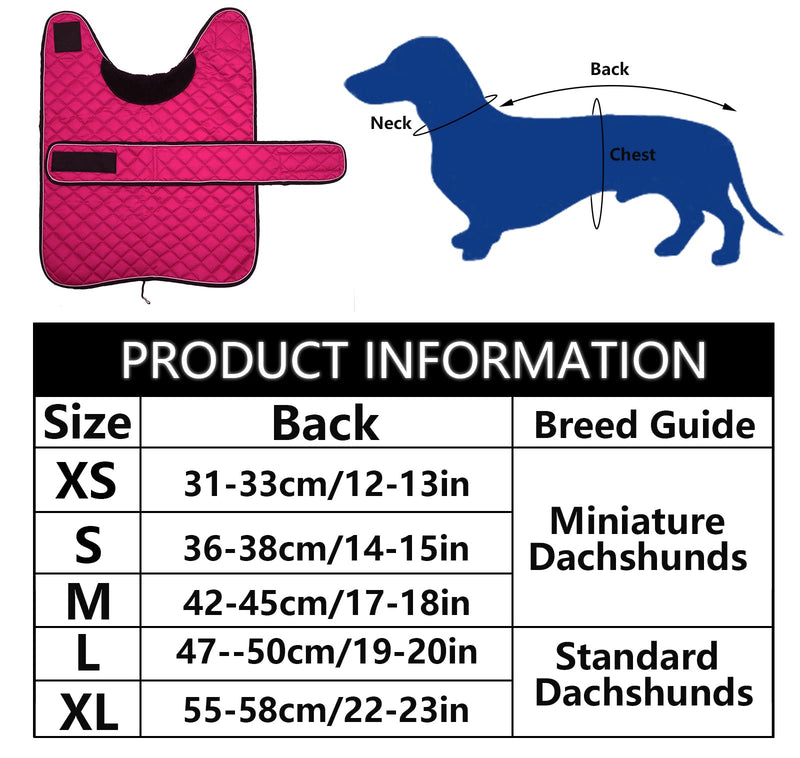 Geyecete Warm Thermal Quilted Dachshund Coat, Dog Winter Coat with Warm Fleece Lining, Outdoor Dog Apparel with Adjustable Bands for Medium, Large Dog Small Pink - BeesActive Australia