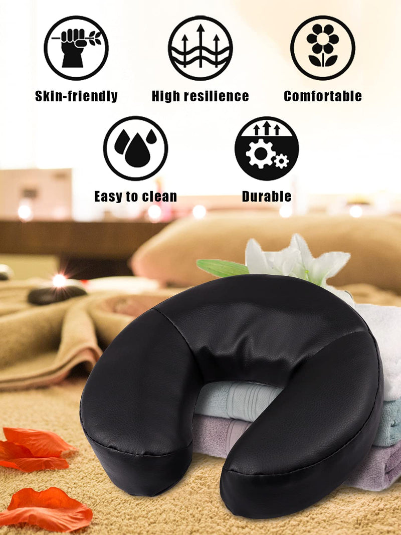 Kalolary Massage Bed Headrest Face Down Face Cushion Face Pillow Adjustable Massage Table Face Cradle Rest Cushion (Black) Black - BeesActive Australia