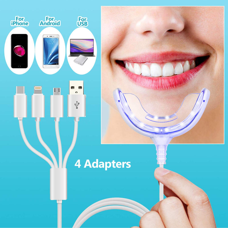 Teeth Whitening Accelerator Light, 16x Blue LED Light Mouth Tray Teeth Whitening Enhancer Light Trays Connected with iPhone/Android/USB for Home Use 1 Count (Pack of 1) - BeesActive Australia