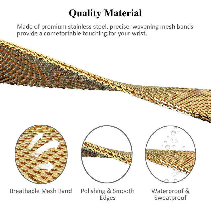 MIJOBS Strap for Xiaomi Mi Band 5 Mi Band 6 Breathable Replacement Strap for Band 4/Mi Band 3 Smart Band Watch Strap Wristband Bracelet for Women Men Gold - BeesActive Australia
