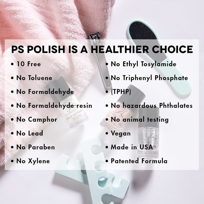 PS Polish Non Toxic Nail Polish Base Coat, Clear Base Coat, Natural Safe Vegan Professional Foot, Hand, Nail Care, No Formaldehyde, No Toluene, Best Base Nail Coats for Manicure, Pedicure - BeesActive Australia